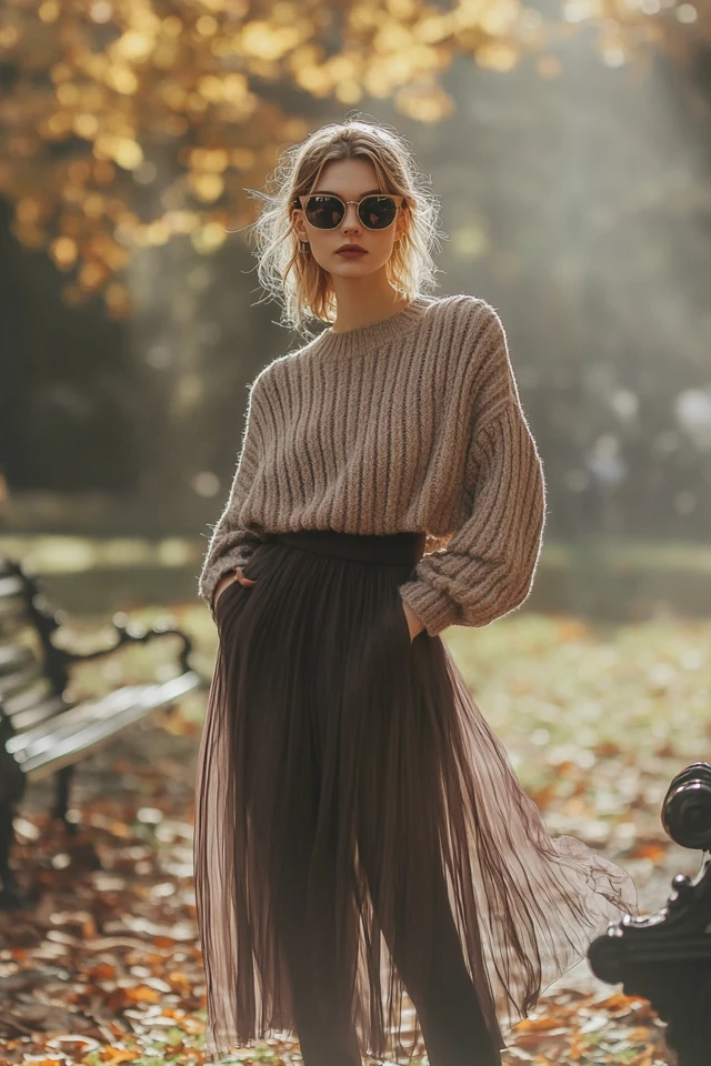 Chunky Knits and Chiffon in Cozy, Stylish Outfits: The Perfect Blend of Comfort and Elegance - photo 7