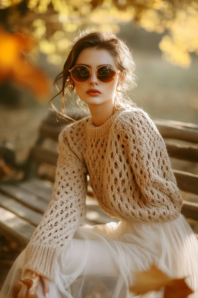 Chunky Knits and Sheer Fabrics in Layered Outfits - photo 7