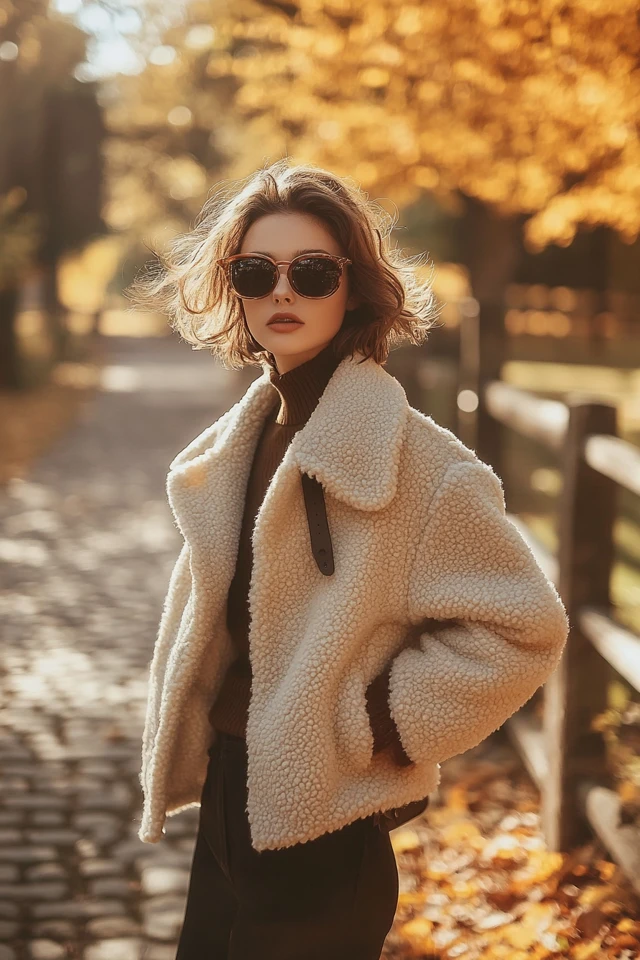 Layered Shearling Jackets for Fall Coolness - photo 7