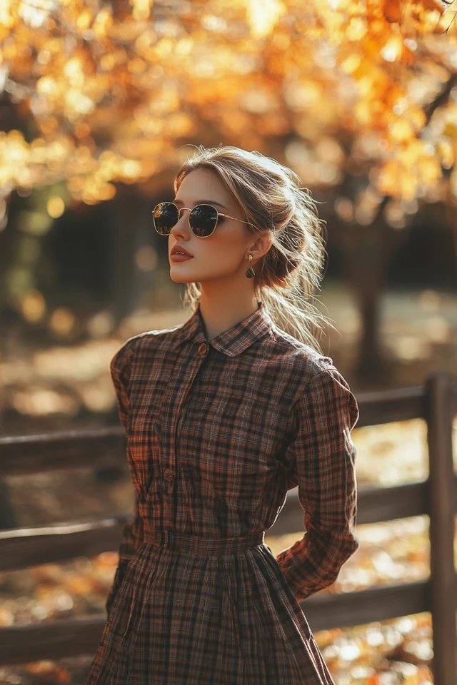 Striking Plaid Dresses for Fall Layers - photo 7