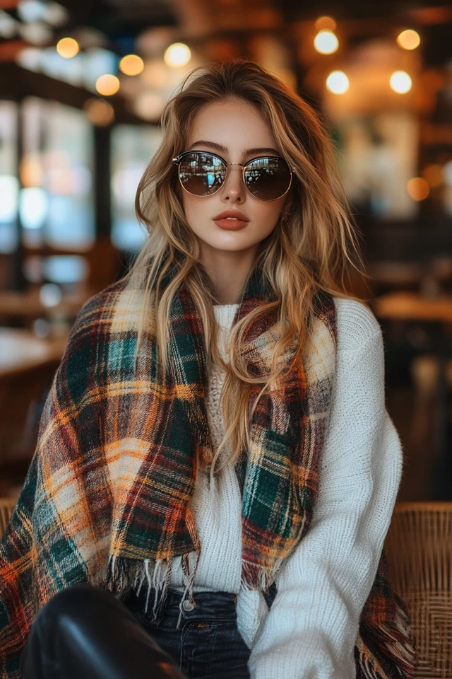 Cozy Coffee House Outfits with Blanket Scarves: Warmth and Style for Relaxed Moments - photo 7