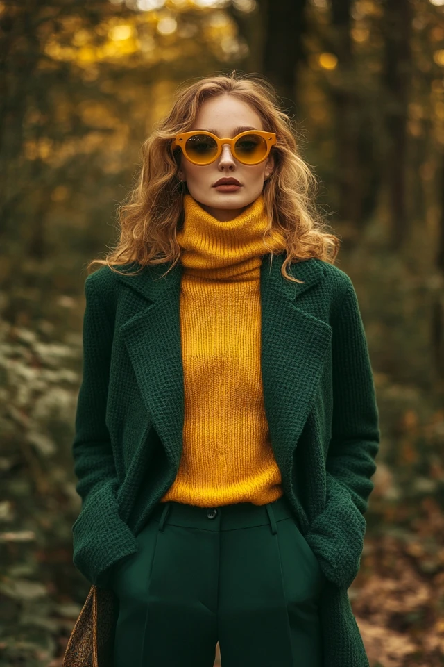 Golden Yellow and Deep Forest Green Pairings for Outerwear - photo 7