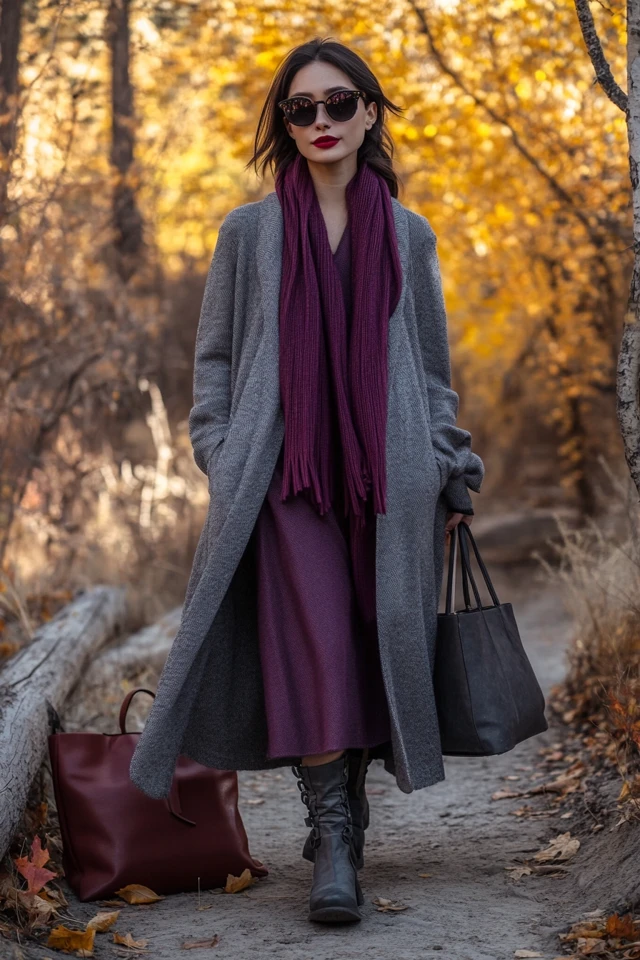 Grey and Plum Outfit Ideas for Cozy Fall Dresses - photo 7