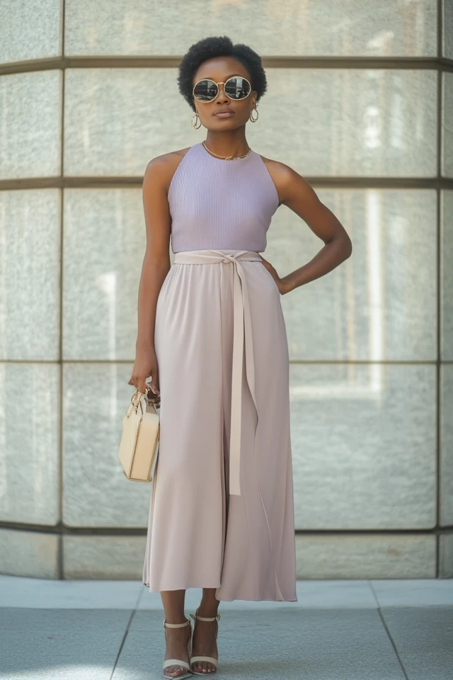 Pairing Warm Beige with Cool Lavender in Dresses - photo 7