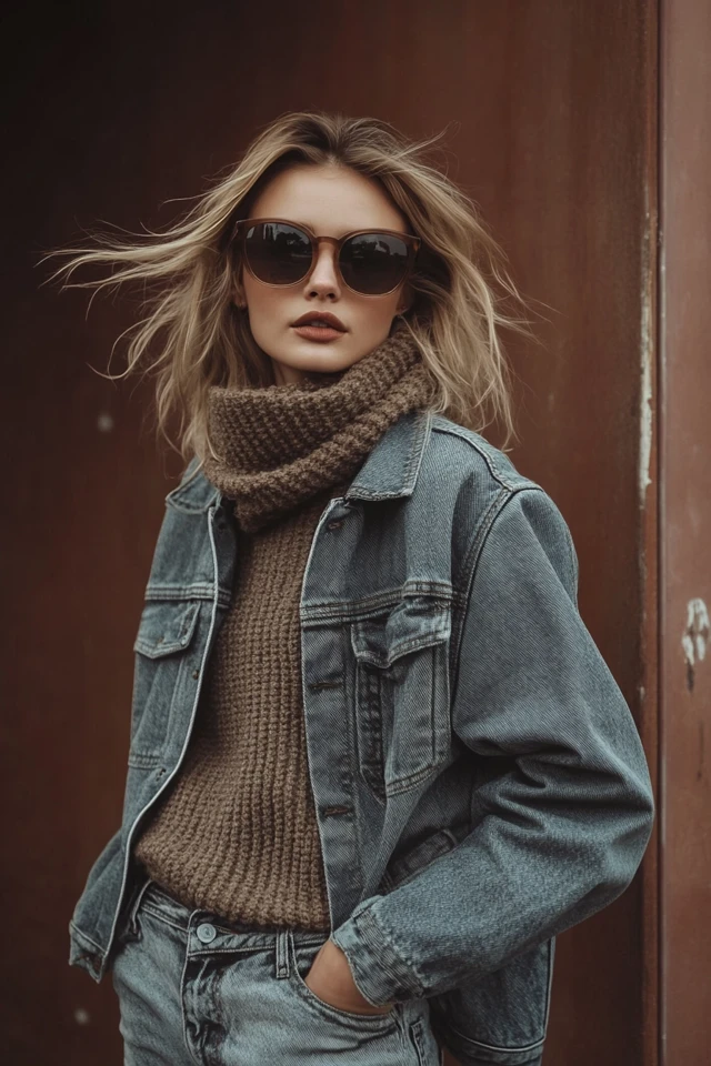 Pairing Soft Cashmere with Rigid Denim Jackets - photo 7