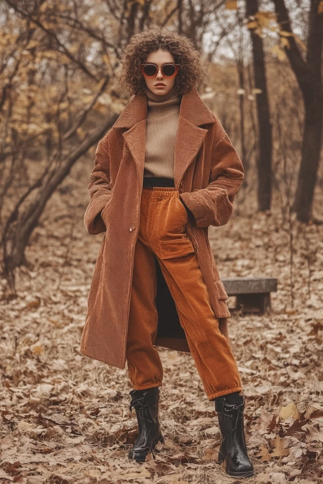 Mixing Corduroy and Wool for Warm Autumn Coats