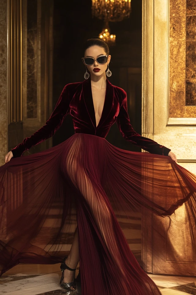 Mixing Velvet and Chiffon for Statement Gowns - photo 7