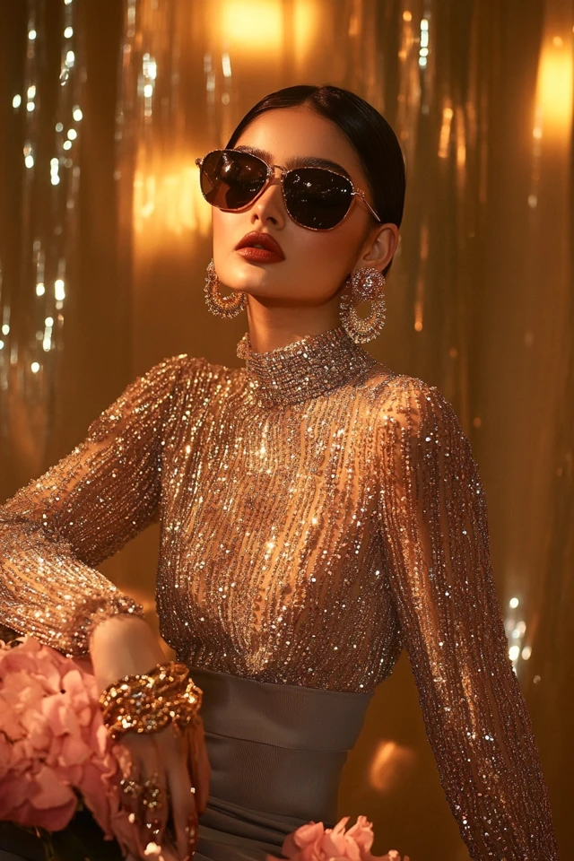 Shimmery Beaded Blouses for Winter Parties - photo 7