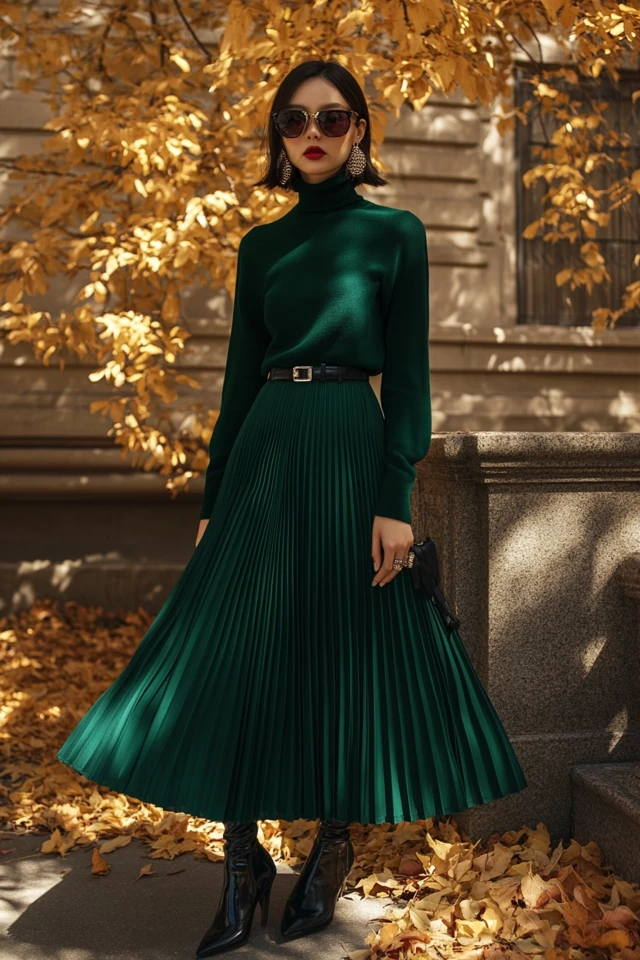 Pleated Midi Skirts in Jewel Tones for Fall - photo 7