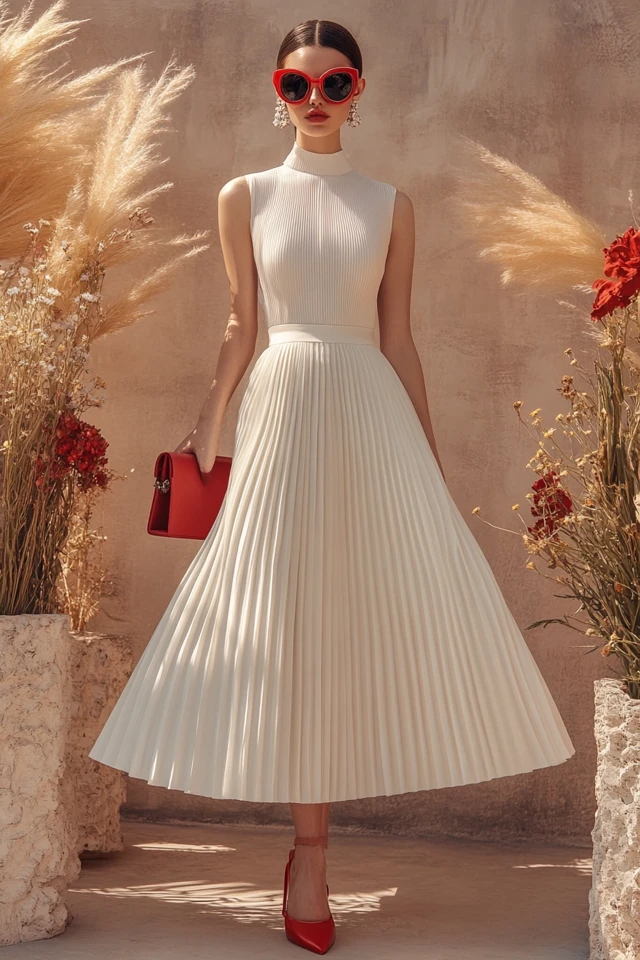 Pleated Dresses with Fit-and-Flare Shapes - photo 7