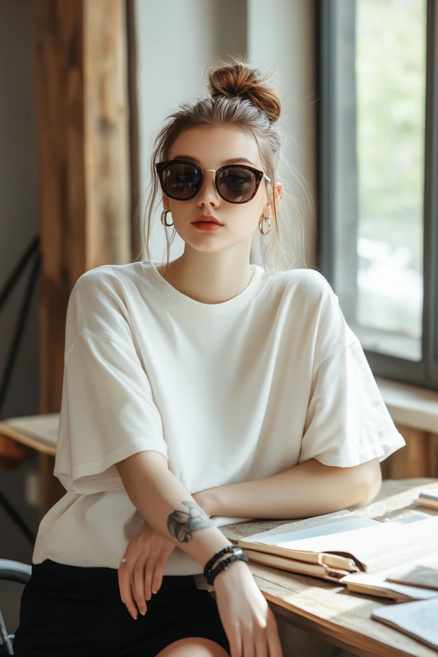 Relaxed Study Session Styles with Oversized Tees - photo 7
