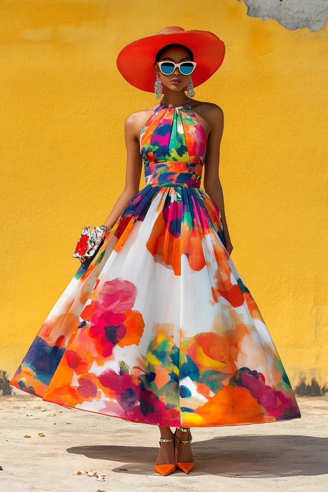 Vibrant Daytime Wedding Outfits with Bright Prints