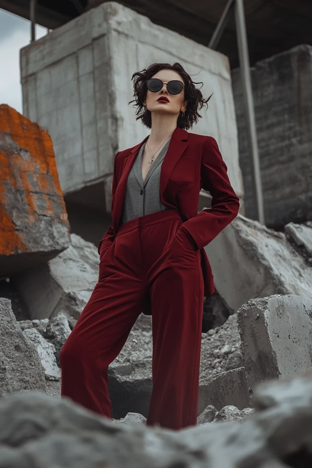 Mixing Deep Red and Cool Grey in Workwear Dresses: A Guide to Sophisticated Office Style - photo 8