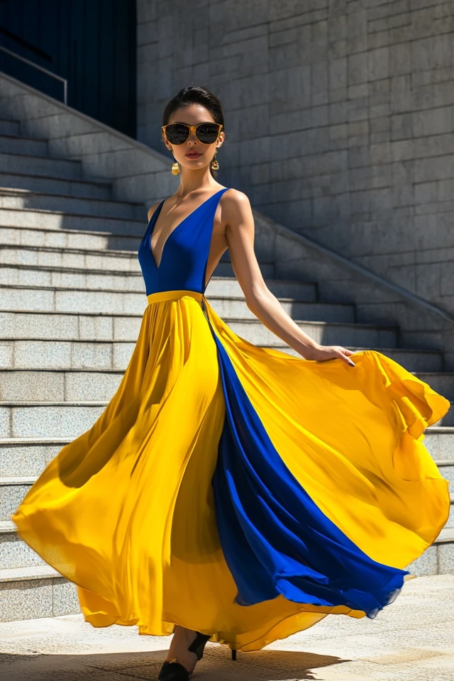 Royal Blue and Soft Yellow Palettes for Elegant Dresses - photo 7