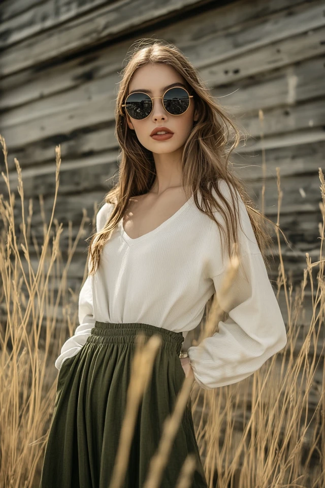 How to Style Olive and Gold in Effortless Midi Skirts - photo 7