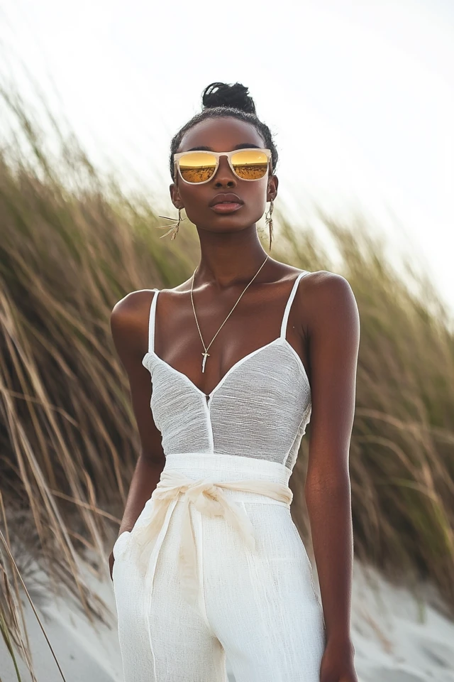Gold and White Outfits for Beach Weddings: Effortless Elegance by the Sea - photo 7