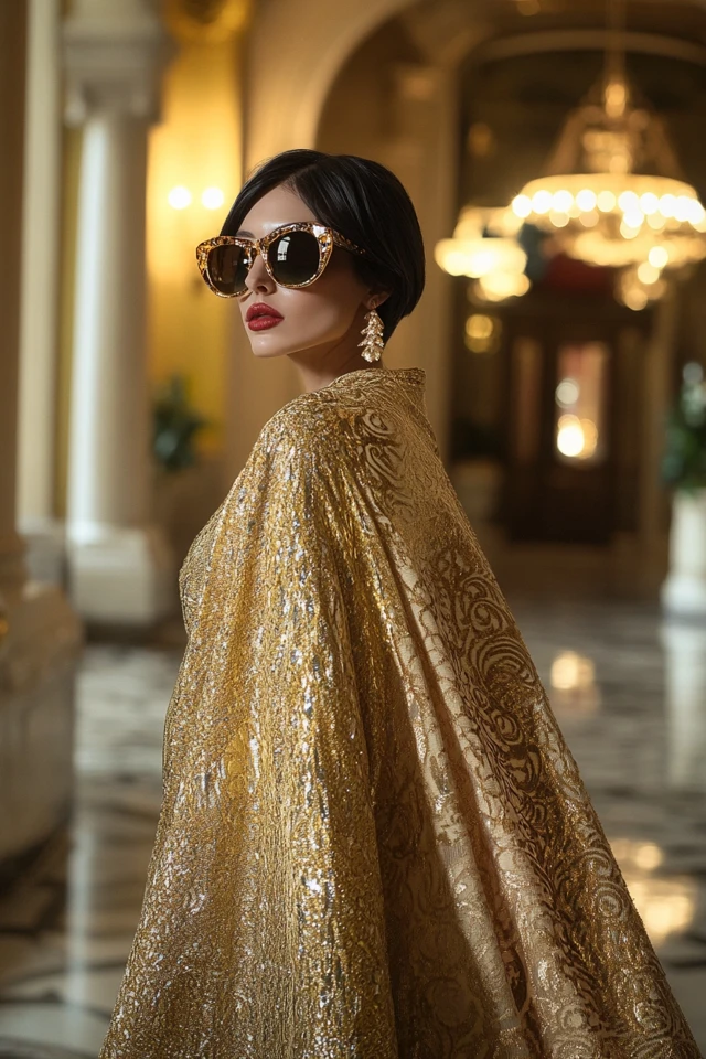 Regal Gold Capes and Dresses for Gala Entrances: Shining in Majestic Elegance - photo 4