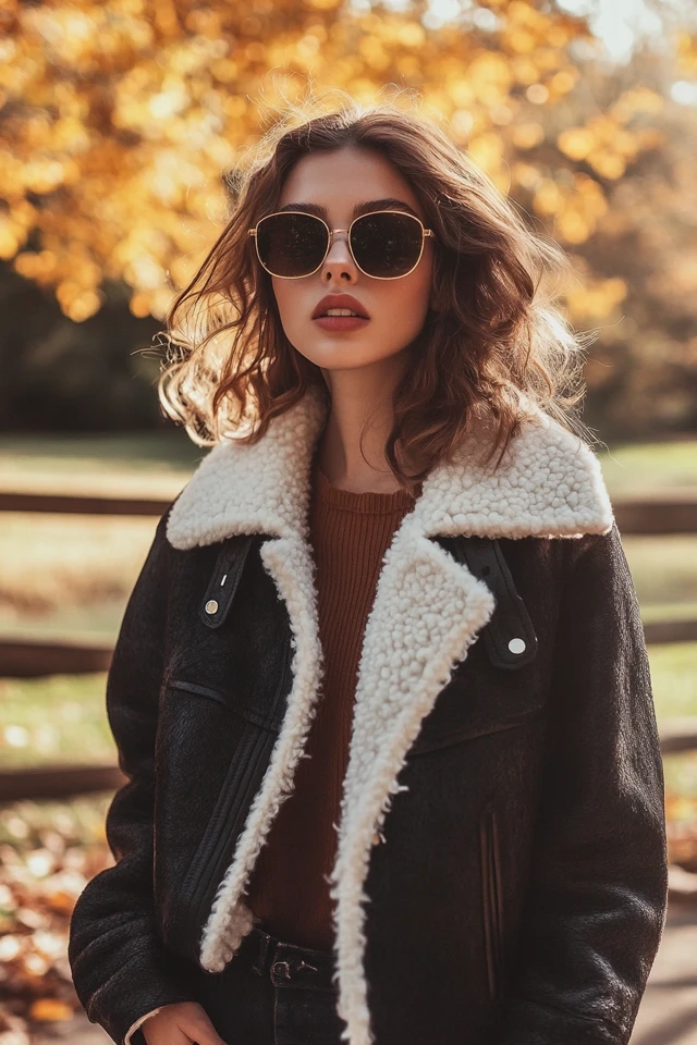 Layered Shearling Jackets for Fall Coolness - photo 4