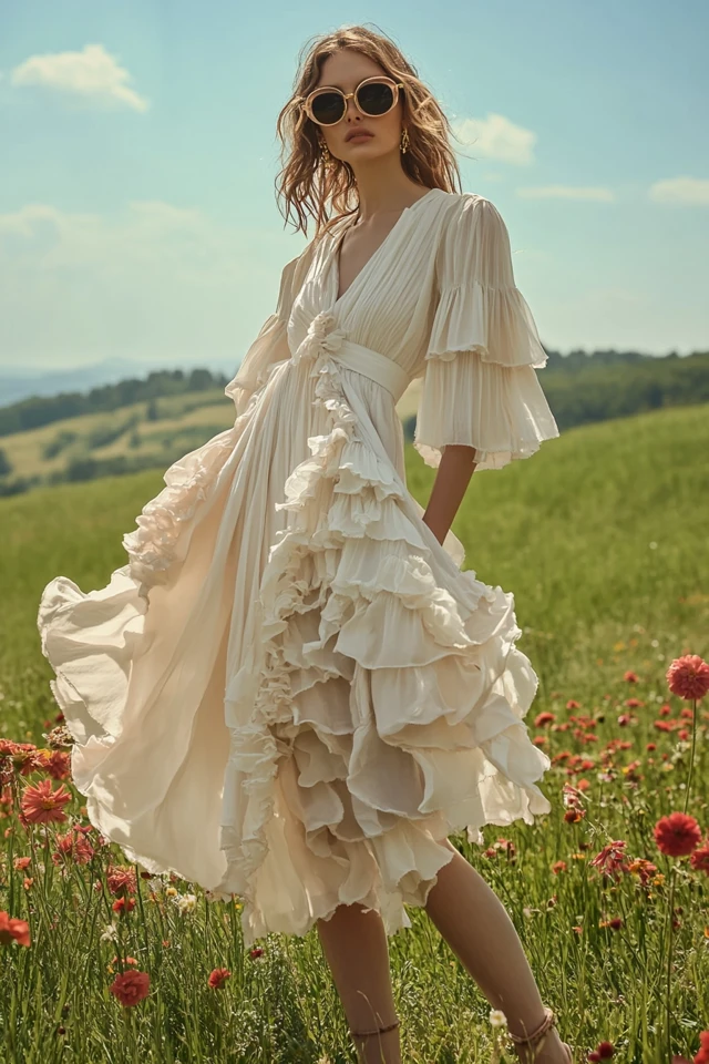 Draped Wrap Skirts with Ruffle Details - photo 4