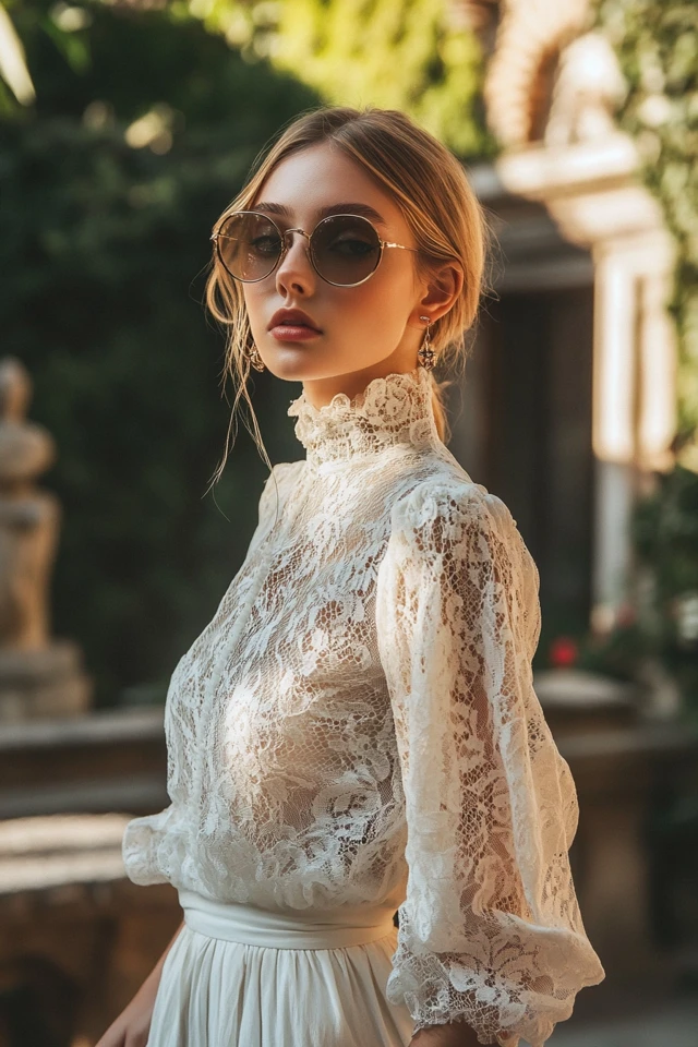 Romantic High-Neck Blouses for Vintage Glam - photo 4