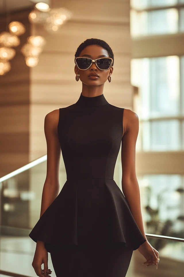 Structured Pencil Dresses with Peplum Waist - photo 4