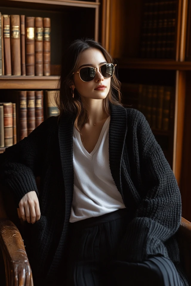 Casual Library Study Styles with Cardigans and Flats: Cozy Chic for Every Study Session - photo 4