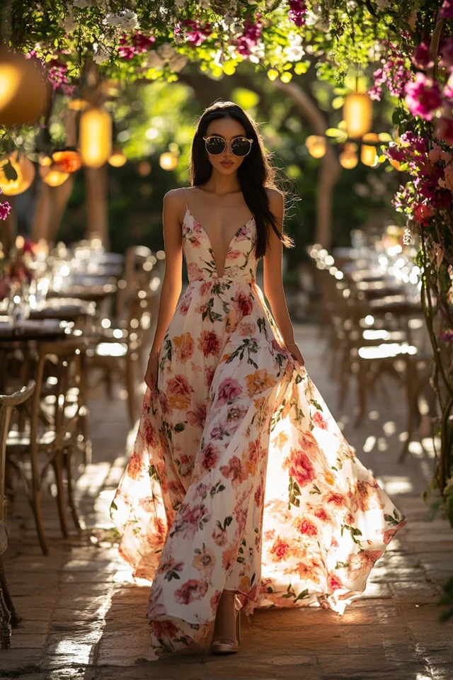 Chic Outdoor Wedding Attire with Floral Maxi Dresses: Graceful Elegance for Every Setting - photo 3