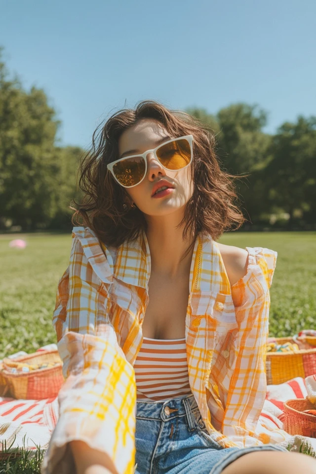 Casual Picnicking Styles with Denim and Stripes: Effortless Outfits for Outdoor Charm - photo 4