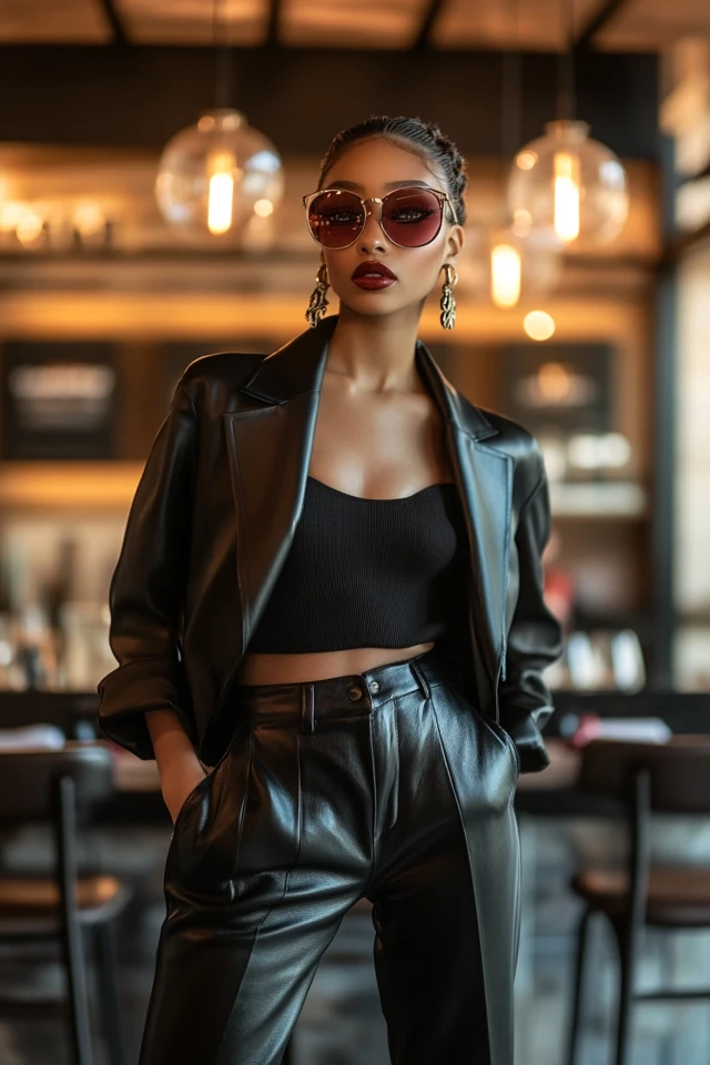 Edgy Dinner Date Styles with Leather Pants: Bold Looks for a Night Out - photo 4