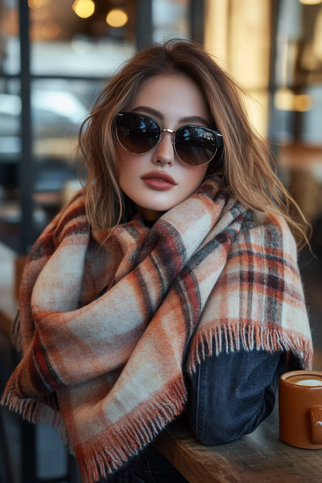 Cozy Coffee House Outfits with Blanket Scarves: Warmth and Style for Relaxed Moments - photo 4