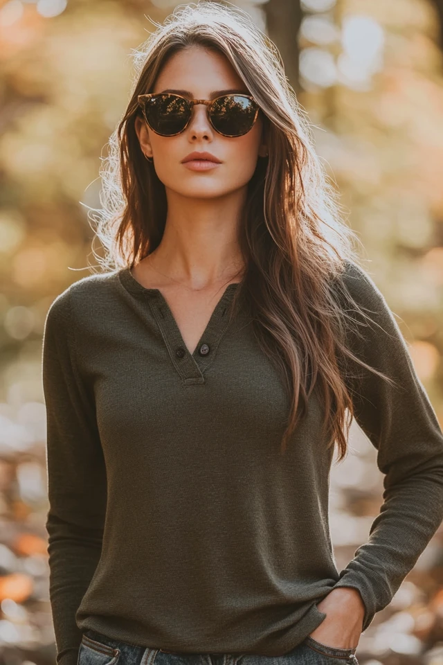 Soft Henley Tops for Cool but Comfortable Fall Weather: A Timeless Wardrobe Staple - photo 4