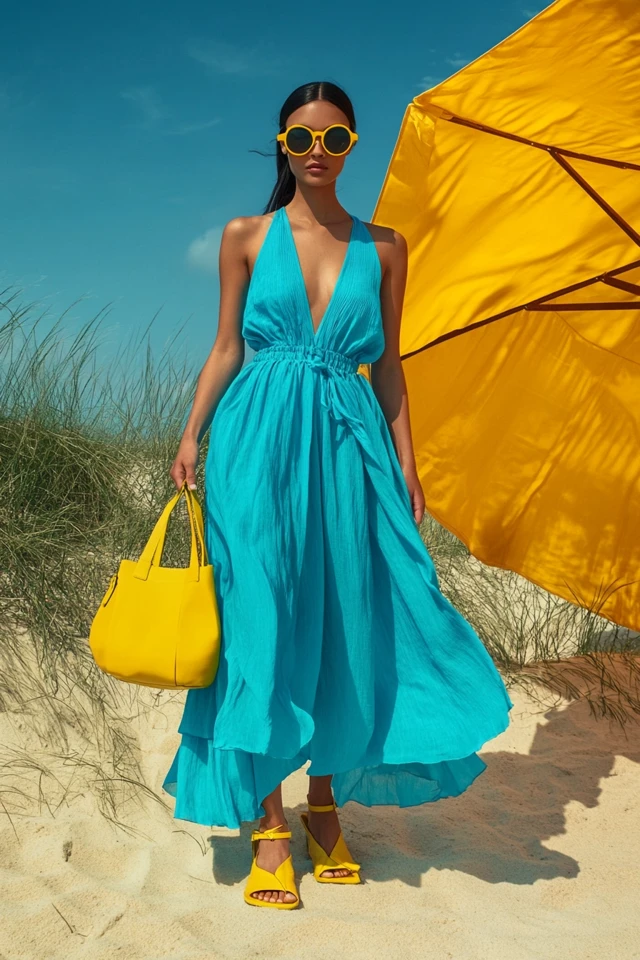Aqua Blue and Bright Yellow Pairings for Beach Looks - photo 3