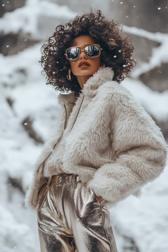 Combining Fleece and Metallics for Chic Winter Layers - photo 4