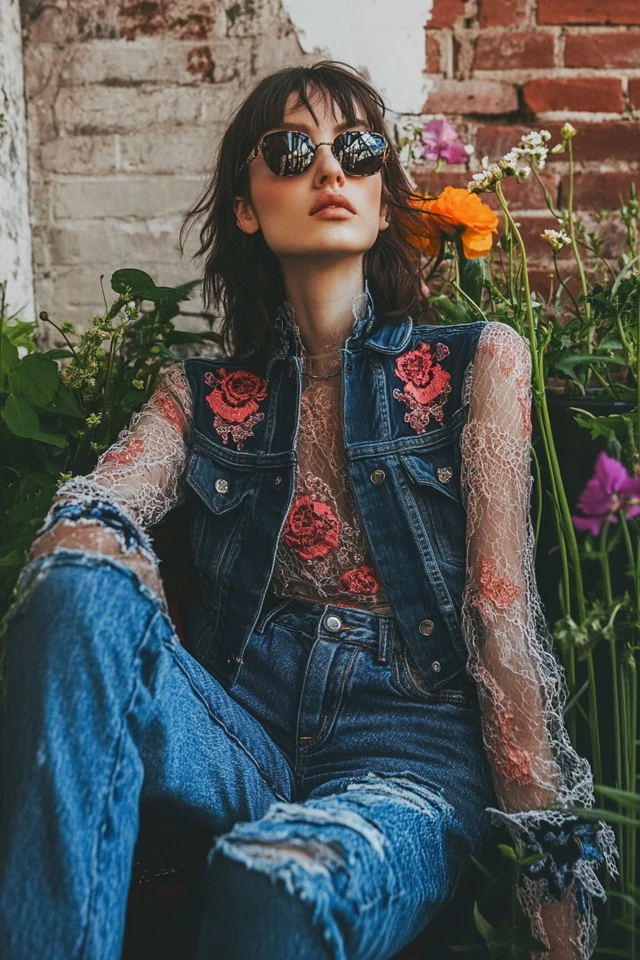 Pairing Sheer Lace with Heavy Denim in Unique Jackets - photo 4