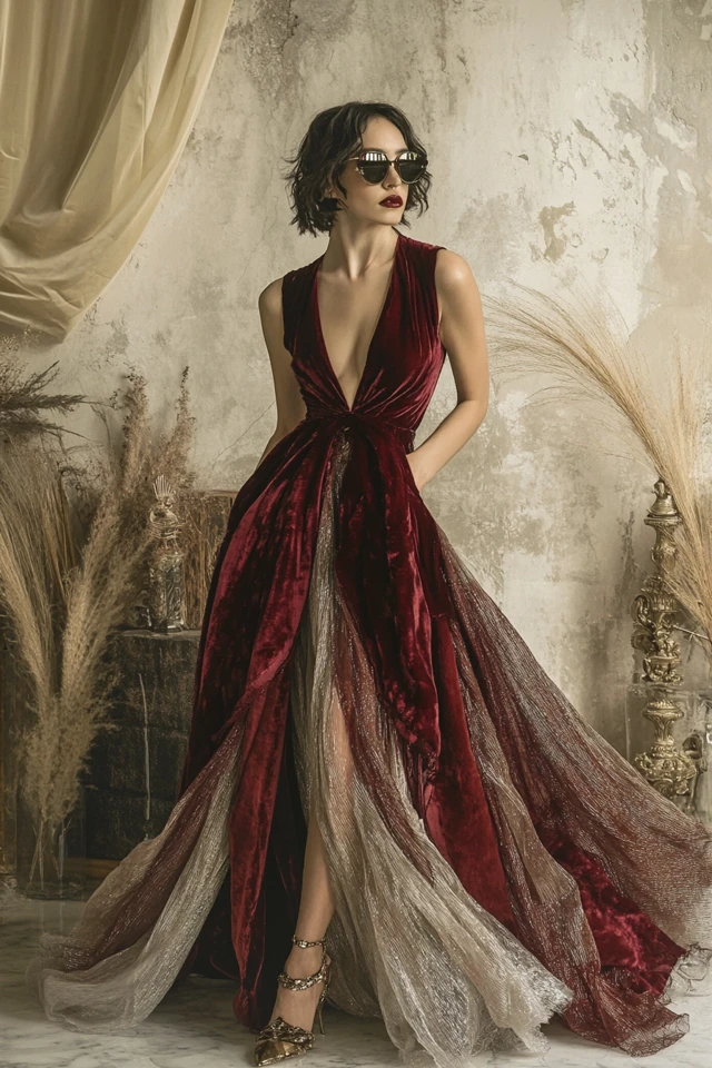 Mixing Velvet and Chiffon for Statement Gowns - photo 4