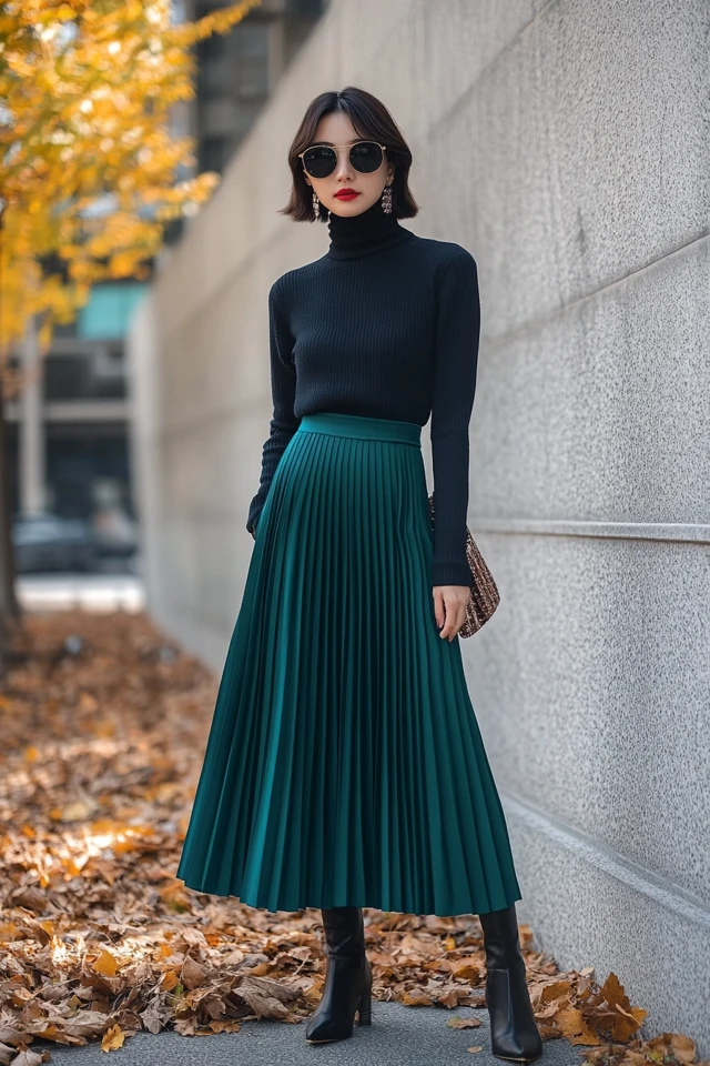 Pleated Midi Skirts in Jewel Tones for Fall - photo 4