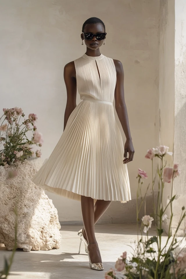 Pleated Dresses with Fit-and-Flare Shapes - photo 4
