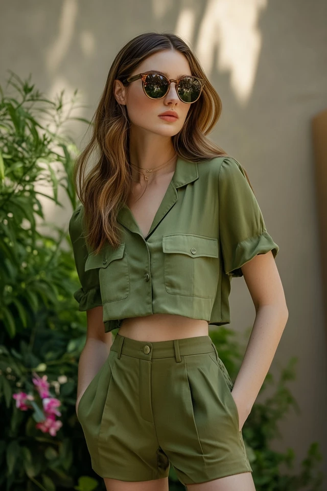 High-Rise Shorts with Tailored Lines - photo 4