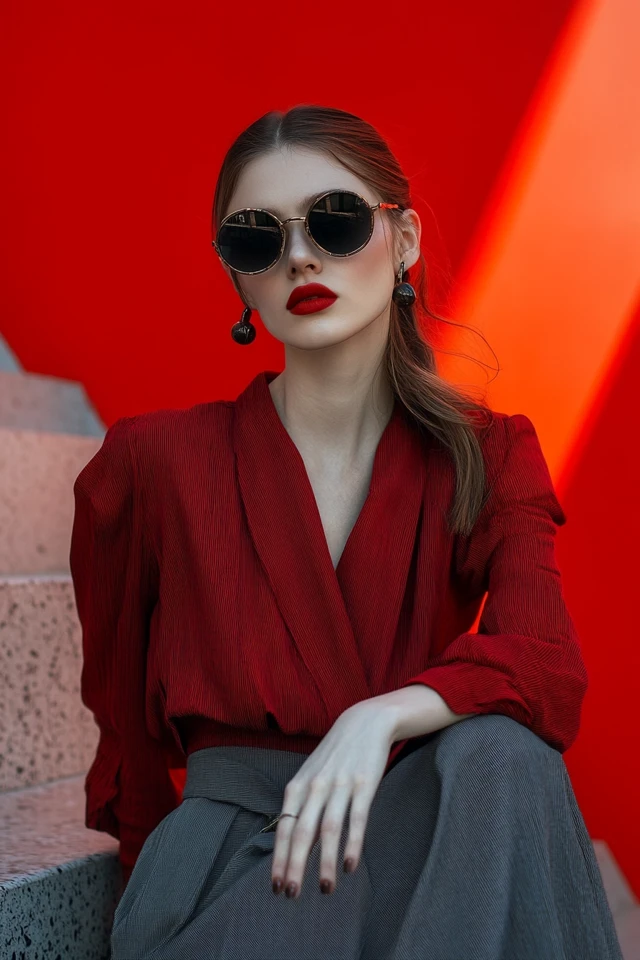 Mixing Deep Red and Cool Grey in Workwear Dresses: A Guide to Sophisticated Office Style - photo 2