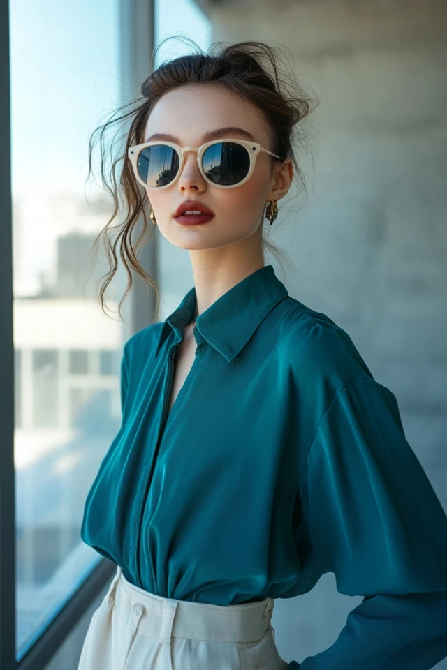 Teal and Off-White in Modern Work Blouses: Elevate Your Office Wardrobe - photo 4