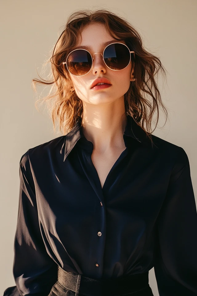 Navy and Rose Gold Blouses for a Modern Look - photo 4