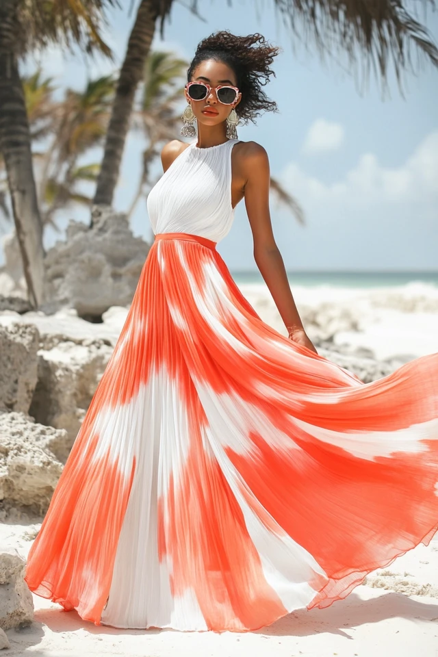 Coral and White in Stylish Vacation Maxi Dresses - photo 4