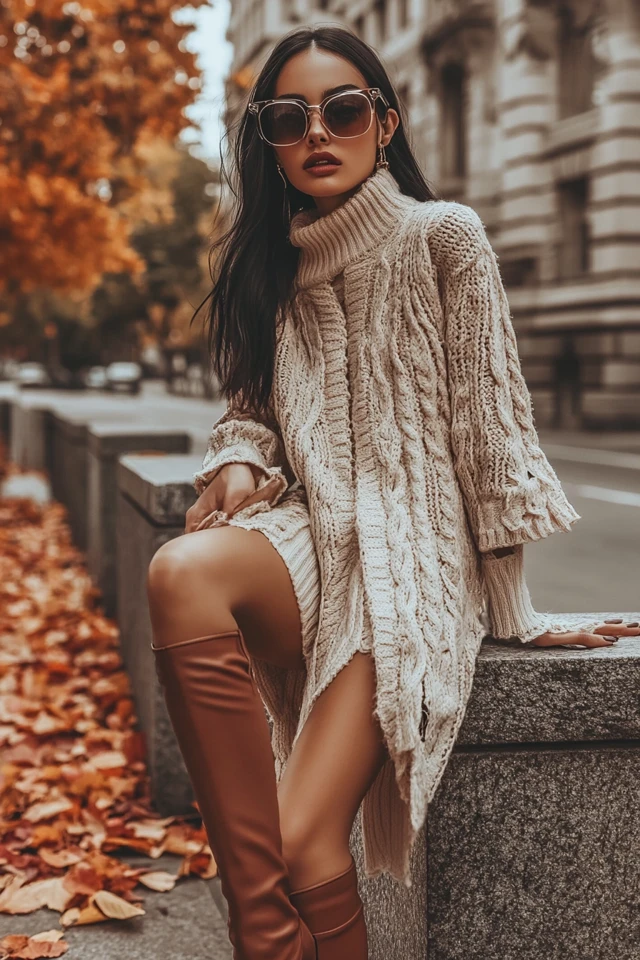 Knit Vest Dresses with Knee-High Boots for Fall - photo 4