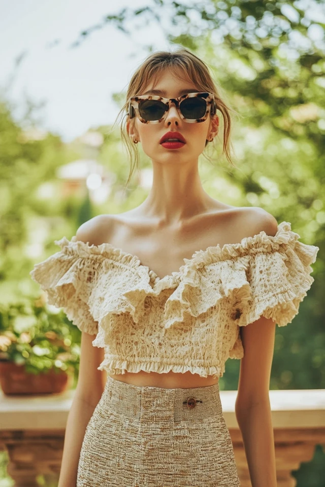 Ruffled Tops Paired with High-Waisted Skirts for Spring: Romantic, Feminine, and Fresh - photo 4