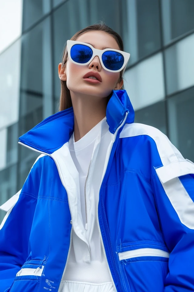Mixing Cool White and Bold Cobalt in Statement Jackets - photo 4
