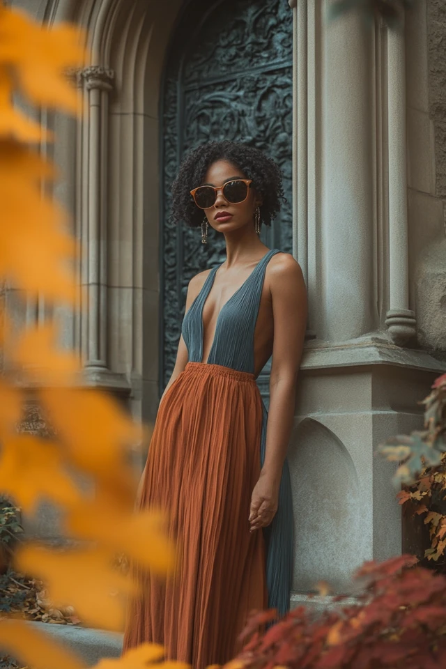 Dusty Blue and Burnt Orange Layers for Fall Dresses - photo 4