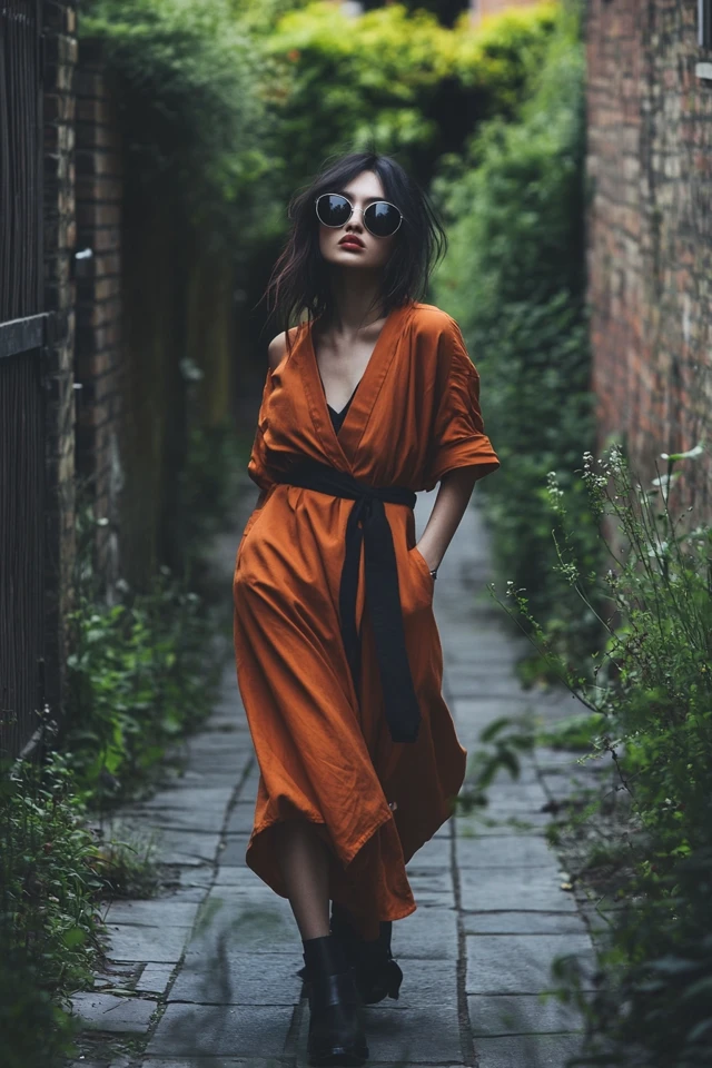 Charcoal and Warm Orange: Styling Bold Everyday Dresses