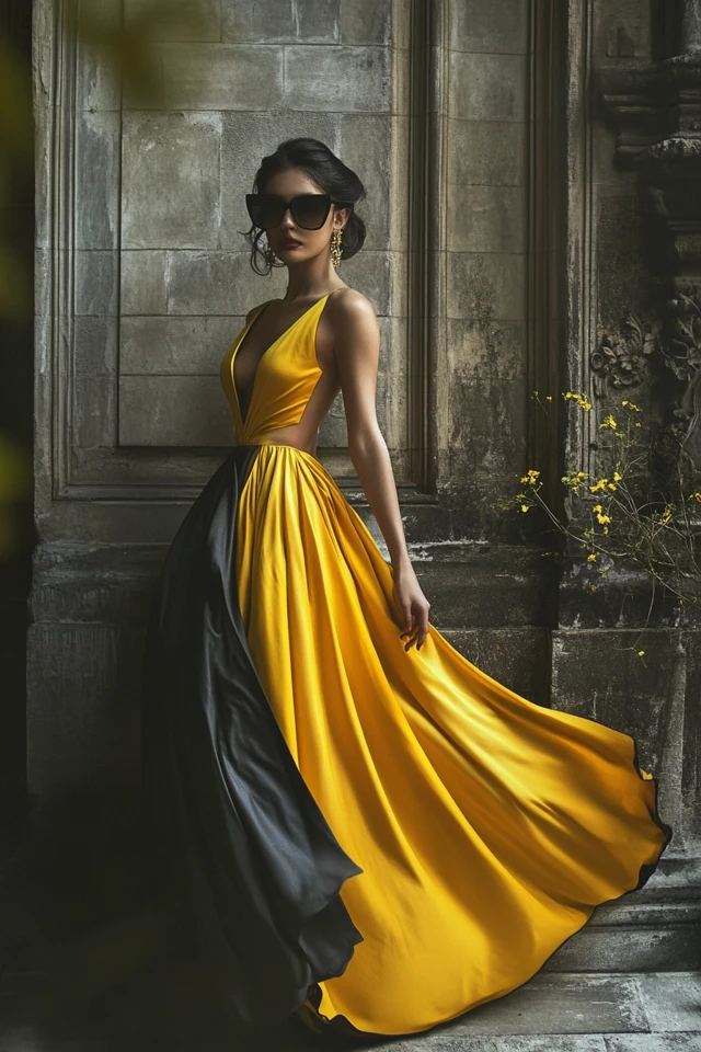 Vibrant Yellow and Charcoal Grey: Styling Bold Evening Dresses That Turn Heads - photo 4