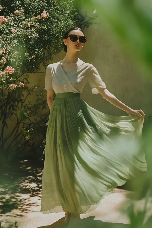 Soft Green and Warm Cream in Feminine Skirts: A Fresh and Elegant Pairing - photo 3