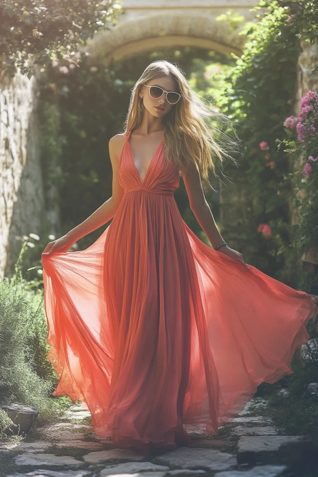 Mixing Coral and Sage in Romantic Maxi Dresses: A Fresh and Feminine Pairing - photo 4